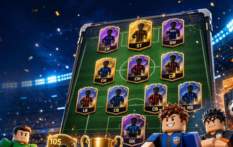 Build A Soccer Squad formation board with player cards